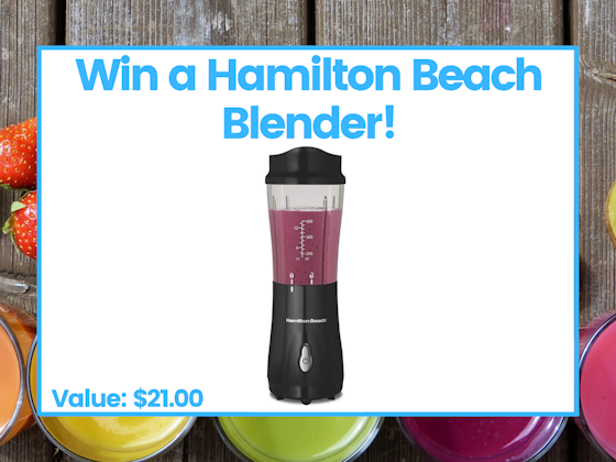 a Hamilton Beach Blender! sweepstakes